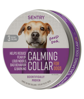 Sentry calming collar For Dogs Anxiety Reducing Pheromone collar Releases Pheromones for 30 Days Helps calm During Loud Noises and Separation 3 count