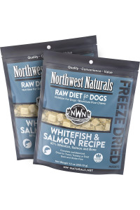 Northwest Naturals Freeze Dried Raw Diet for Dogs Freeze Dried Nuggets Dog Food - Whitefish and Salmon - Grain-Free, Gluten-Free Pet Food, Dog Training Treats - 12 Oz. - 2 Packs