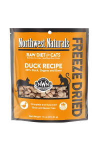 Northwest Naturals Freeze Dried Diet for Cats - Duck Cat Food - Grain-Free, Gluten-Free Pet Food, Cat Training Treats - 11 Oz.