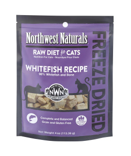 Northwest Naturals Freeze Dried Diet for cats - Whitefish cat Food - grain-Free, gluten-Free Pet Food, cat Training Treats - 4 Oz