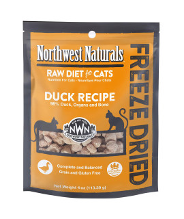 Northwest Naturals Freeze Dried Diet for cats - Duck cat Food - grain-Free, gluten-Free Pet Food, cat Training Treats - 4 Oz