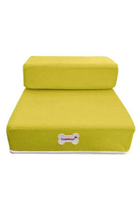 Wanzi2 Breathable Mesh Foldable Pet Stairs Detachable Pet Bed Stairs Dog Ramp 2 Steps L,Suit for Older Pets Suffering from Arthritis,Pain,Hip Dysplasia (Yellow)