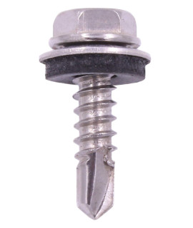 U-Turn - 10 x 34 Hex Self Tapping Tek Screws with Rubber Washer 410 SS (75 Pack)