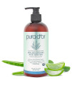 PURA DOR Organic Aloe Vera gel Lavender (16oz) All Natural - ZERO Artificial Preservatives - Deeply Hydrating Moisturizing - Sunburn, Bug Bites, Rashes, Small cuts, Eczema Relief - For Skin Hair