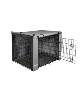 yotache Dog Crate Cover for 24" Small Double Door Wire Dog Cage, Lightweight 600D Polyester Indoor/Outdoor Durable Waterproof & Windproof Pet Kennel Covers, Gray | NO Wire Crate