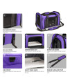 Henkelion Cat Carriers Dog Carrier Pet Carrier for Small Medium Cats Dogs Puppies up to 15 Lbs, Airline Approved Small Dog Carrier Soft Sided, Collapsible Travel Puppy Carrier - Purple