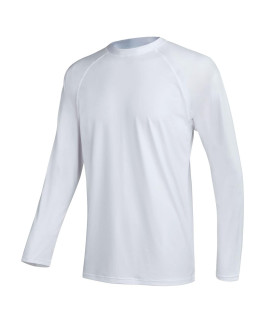 Mens Swim Shirts Rashguard Sun Shirt Upf 50 Uv Sun Protection Outdoor Long Sleeve T-Shirt Swimwear White M