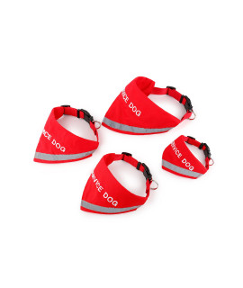 Doggie Stylz Service Dog Bandana with Reflective Strip for pet Safety at Night. Has Built in Matching Collar to Keep Bandana Secure | Metal Ring to Attach Leash | Red Medium (Neck 14-20)