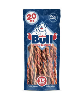ValueBull Pizzle Twists, Premium Lamb, 20 Count - Natural Dog Treats, Grass-Fed