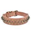 Aolove Mushrooms Spiked Rivet Studded Adjustable Pu Leather Pet collars for cats Puppy Dogs (142-181 Neck, A Brown)