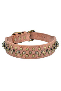 Aolove Mushrooms Spiked Rivet Studded Adjustable Pu Leather Pet collars for cats Puppy Dogs (142-181 Neck, A Brown)