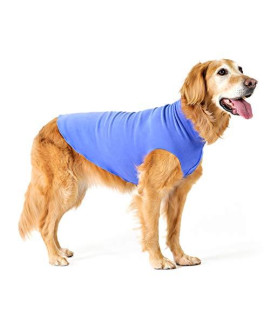 Gold Paw Stretch Fleece Dog Coat - Soft, Warm Dog Clothes, Stretchy Pet Sweater - Machine Washable, Eco Friendly - All Season, Cornflower Blue, Size 20