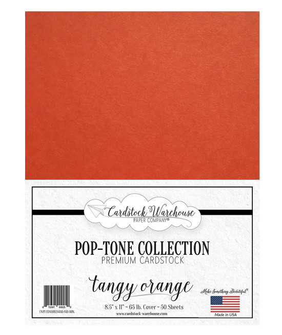 Tangy Orange cardstock Paper - 85 X 11 Inch 65 Lb cover -50 Sheets From cardstock Warehouse