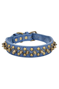 Aolove Mushrooms Spiked Rivet Studded Adjustable Pu Leather Pet collars for cats Puppy Dogs (82-106 Neck, A Blue)