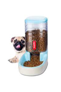 Xingcheng-Sport Pets gravity Food and Water Dispenser Set,Small Big Dogs and cats Automatic Food and Water Feeder Set,Double Bowl Design for Small and Big Pets (Blue Food Feeder)