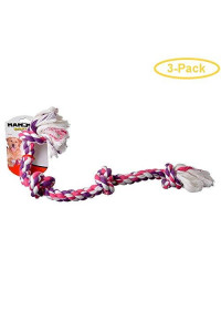 MAMMOTH Flossy chews colored 4 Knot Tug Rope Large (22 Long) - Pack of 3
