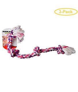 MAMMOTH Flossy chews colored 4 Knot Tug Rope Large (22 Long) - Pack of 3