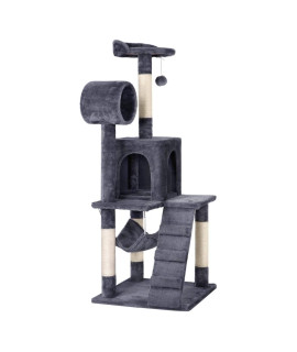 Yaheetech Cat Tree Tower Kitten Condo Scratching Post With Hammock Tunnel 51In