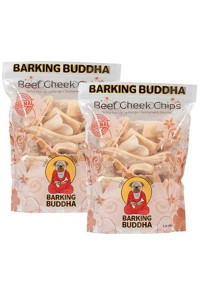 Barking Buddha Beef Cheek Chips | Extra Thick 2"-4" All Natural Rawhide Alternative No Hide Premium Dog Chew Strips | Natural Beef | (Pack of 2 - 1LB Bags)