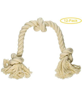 MAMMOTH Flossy chews 3 Knot Tug Toy Rope for Dogs - White Large (25 Long) - Pack of 12