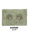 My Doggy Place - Microfiber Dog Door Mat - Dirt and Water Absorbent Mat - Washer & Dryer Safe Non-Slip Mat - Sage Green with Paw Print Runner - 60 x 36 in