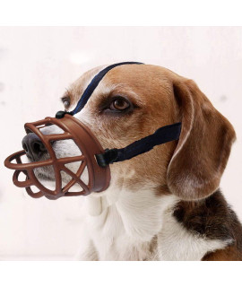 Dog Muzzle, Basket Breathable Silicone Dog Muzzle for Anti-Barking and Anti-chewing (Size5-134Ain, Brown)