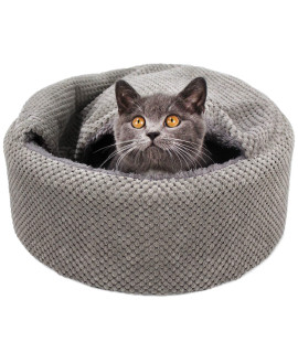 Winsterch Washable Warming Cat Bed House, Round Soft Cat Beds,Pet Sofa Kitten Bed, Small Cat Pet Covered Cat Cave Beds (Gray)