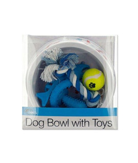 Kole Imports OS959-16 19 lbs44; Printed Dog Bowl with Toys Set