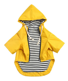 Dog Raincoat Waterproof Puppy Rain Jacket With Hood For Small Medium Dogs, Poncho With Reflective Strap, Storage Pocket And Harness Hole - Yellow - Xs