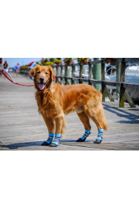 Bark Brite Lightweight Neoprene Paw Protector Dog Boots Designed for comfort and Breathability in 5 Sizes (Blue XL)