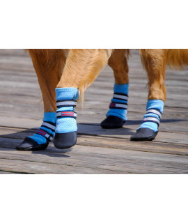 Bark Brite Lightweight Neoprene Paw Protector Dog Boots Designed for Comfort and Breathability in 5 Sizes (Blue Md)