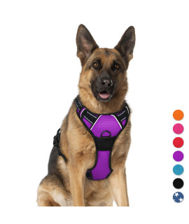 BARKBAY No Pull Dog Harness Large Step in Reflective Dog Harness with Front Clip and Easy Control Handle for Walking Training Running(Purple,XL)