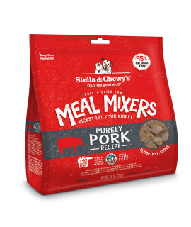 Stella & Chewy? Freeze Dried Raw Purely Pork Meal Mixer - Dog Food Topper for Small & Large Breeds - Grain Free, Protein Rich Recipe - 18 oz Bag