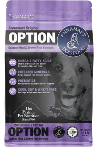 Annamaet Original Option Formula Dry Dog Food, 24% Protein (Salmon & Brown Rice), 12-lb Bag