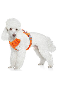 BARKBAY No Pull Dog Harness Front Clip Heavy Duty Reflective Easy Control Handle for Large Dog Walking with ID tag Pocket(Orange,S)