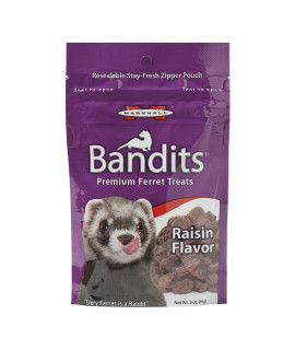 Marshall Pet Products Natural High-Protein Bandit Semi-Moist Chew Treats, with Raisin Flavor, for Ferrets, 3 oz