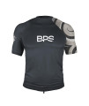 Bps Mens Short Sleeve Swim Shirtrash Guard With Sun Protection (Patterned Charcoal Grey, L)