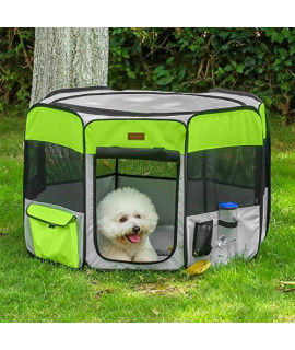 Akinerri Dog Playpen Foldable Puppy Pet Exercise Kennel with Removable Mesh Shade cover Portable Pet Playpen for PetAs Indoor or Outdoor Training