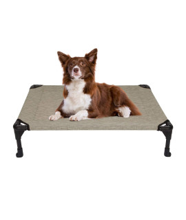 Veehoo Cooling Elevated Dog Bed Portable Raised Pet Cot With Washable & Breathable Mesh No-Slip Rubber Feet For Indoor & Outdoor Use Medium Beige Coffee