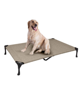 Veehoo Cooling Elevated Dog Bed Portable Raised Pet Cot With Washable & Breathable Mesh No-Slip Rubber Feet For Indoor & Outdoor Use X Large Beige Coffee
