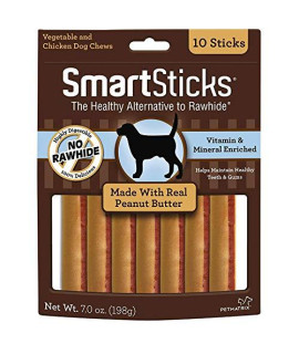 SmartBones SmartChips - Peanut Flavored Dog Chews 3" Chips (10 Pack) - Pack of 6