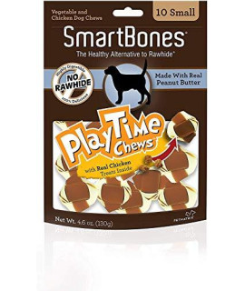 SmartBones Playtime Chews for Dogs - Peanut Butter Small - 10 Pack - (1.25"-1.5" Diameter Chews) - Pack of 10