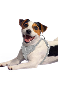 BARKBAY No Pull Dog Harness Front Clip Heavy Duty Reflective Easy Control Handle for Large Dog Walking with ID tag Pocket(Grey,M)