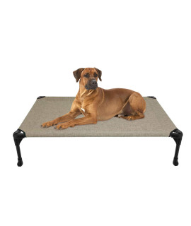 Veehoo Cooling Elevated Dog Bed Portable Raised Pet Cot With Washable & Breathable Mesh No-Slip Rubber Feet For Indoor & Outdoor Use Large Beige Coffee