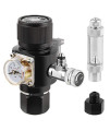 FZONE Aquarium CO2 Regulator Mini Series V3.0 Dual Stage with DC Solenoid and Bubble Counter Check Valve Compatible Paintball Tank CGA320 CO2 Cylinder