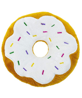 Giftable World 6 Inch Plush Pet Toy Sprinkled Vanilla Donut with Squeaker Dog Chew Toy