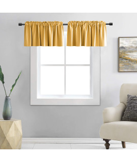 DONREN 2 Panels gold Yellow curtain Valances for Living Room - Blackout Rod Pocket Valances for Small Window (42 Width by 15 Inch Length)