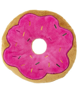 Giftable World 6 Inch Plush Pet Toy Sprinkled Strawberry Donut with Squeaker Dog Chew Toy