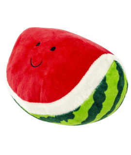 Giftable World Pet 7 Inch Plush Pet Toy Smiling Watermelon with Squeaker Dog Chew Toy