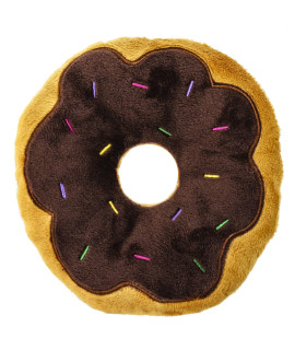 Giftable World 6 Inch Plush Pet Toy Sprinkled Chocolate Donut with Squeaker Dog Chew Toy